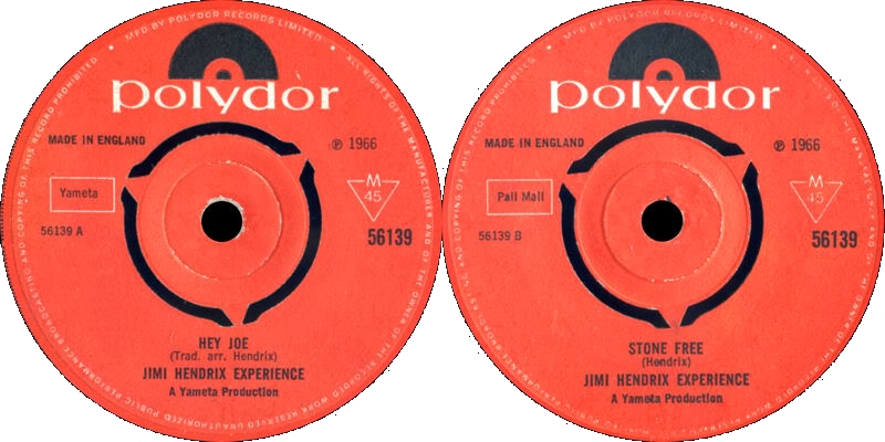 Discographie : 45 Tours : SP, EP, Maxi 45 tours 1966%20Polydor%2056139HeyJoe-StoneFree
